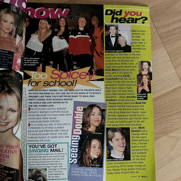 Twist Oct 1998 Michelle Williams Matt Damon Brad Pitt Sarah Michelle Gellar Teen - Picture 9 of 9